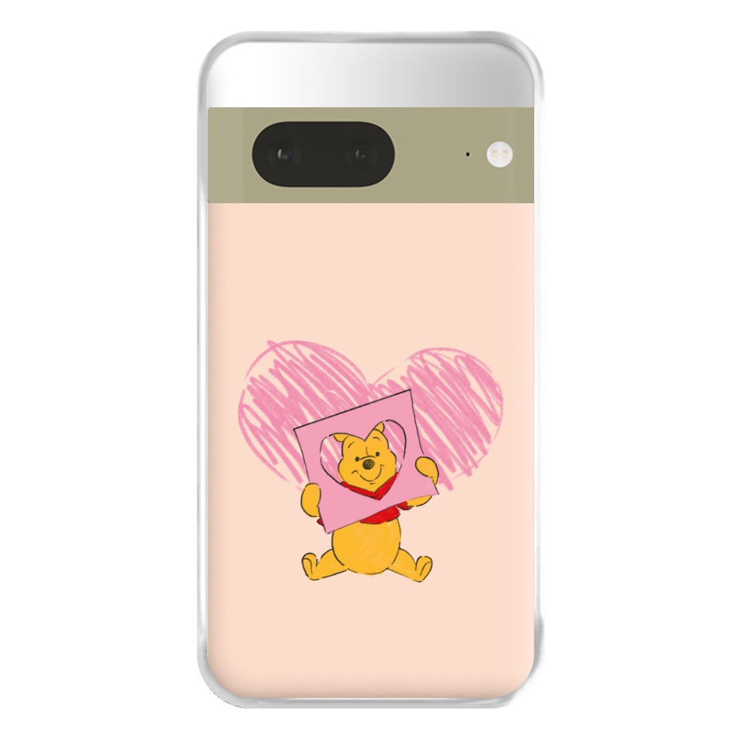 Pooh Heart Drawing Valentine's Phone Case for Google Pixel 7a