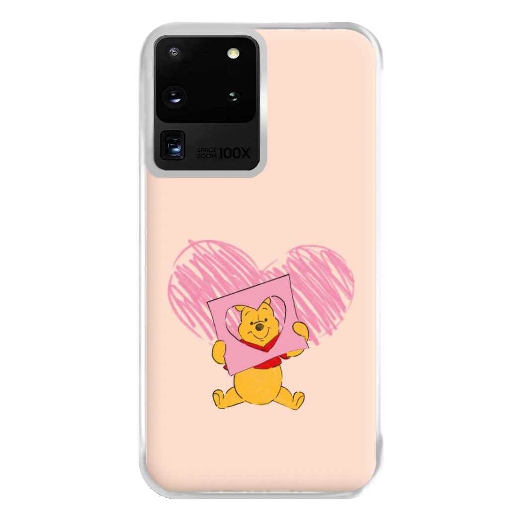 Pooh Heart Drawing Valentine's Phone Case for Galaxy S20 Ultra