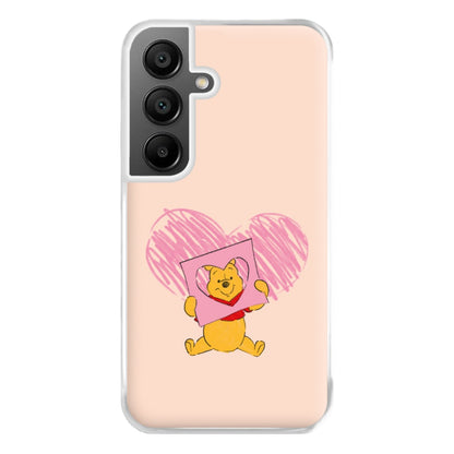 Pooh Heart Drawing Valentine's Phone Case for Galaxy A55