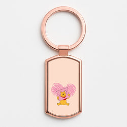 Pooh Heart Drawing Valentine's Rose Gold Keyring