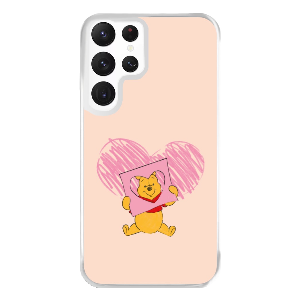 Pooh Heart Drawing Valentine's Phone Case for Galaxy S22 Ultra