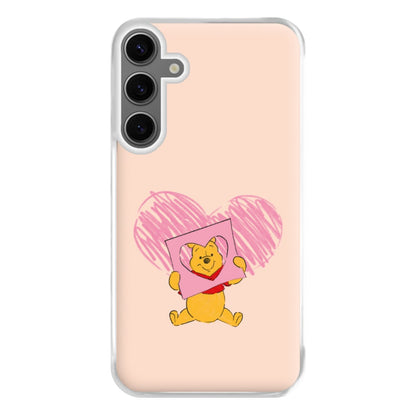 Pooh Heart Drawing Valentine's Phone Case for Galaxy S24FE