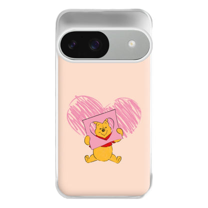 Pooh Heart Drawing Valentine's Phone Case for Google Pixel 9 / 9 Pro