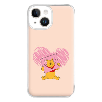 Pooh Heart Drawing Valentine's Phone Case for iPhone 14