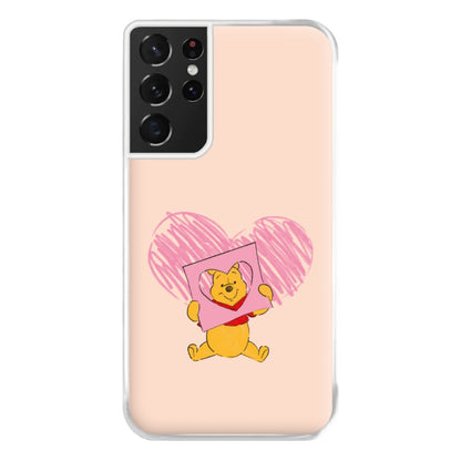 Pooh Heart Drawing Valentine's Phone Case for Galaxy S21 Ultra