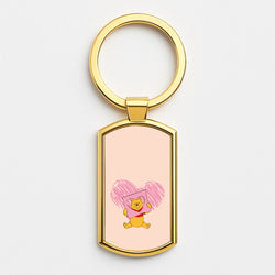 Pooh Heart Drawing Valentine's Gold Keyring