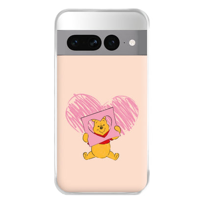 Pooh Heart Drawing Valentine's Phone Case for Google Pixel 7 Pro