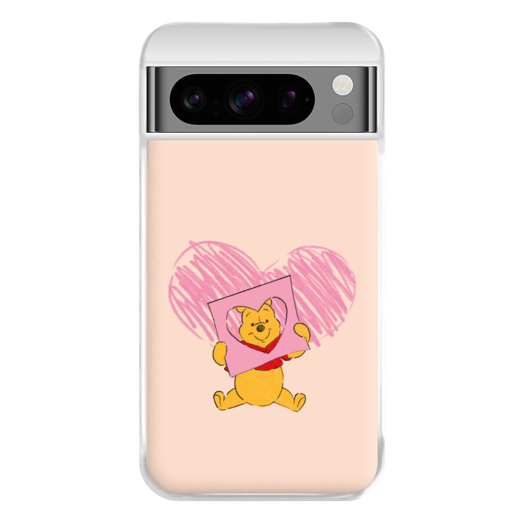 Pooh Heart Drawing Valentine's Phone Case for Google Pixel 8 Pro