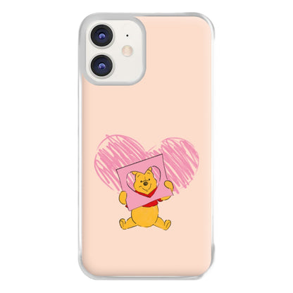 Pooh Heart Drawing Valentine's Phone Case for iPhone 12 / 12 Pro