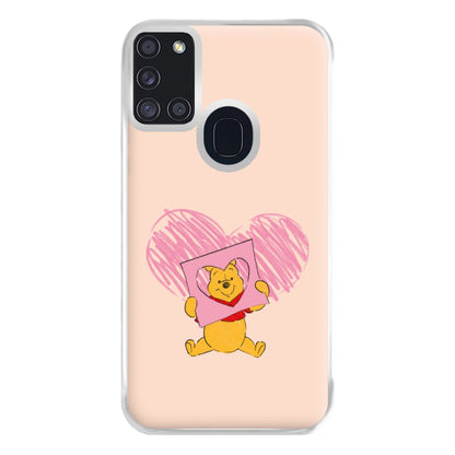 Pooh Heart Drawing Valentine's Phone Case for Galaxy A21s