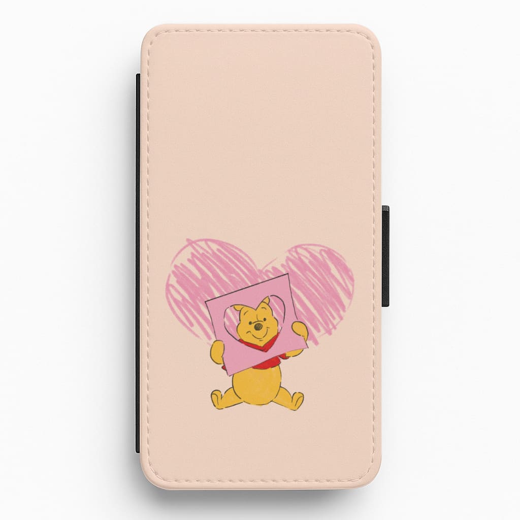 Pooh Heart Drawing Valentine's Flip / Wallet Phone Case