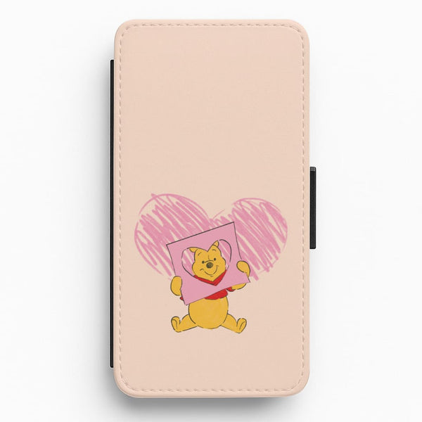 Pooh Heart Drawing Valentine's Flip / Wallet Phone Case