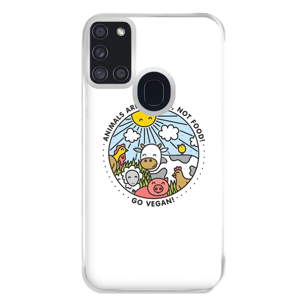 Animals Are Friends, Not Food - Vegan Phone Case for Galaxy A21s