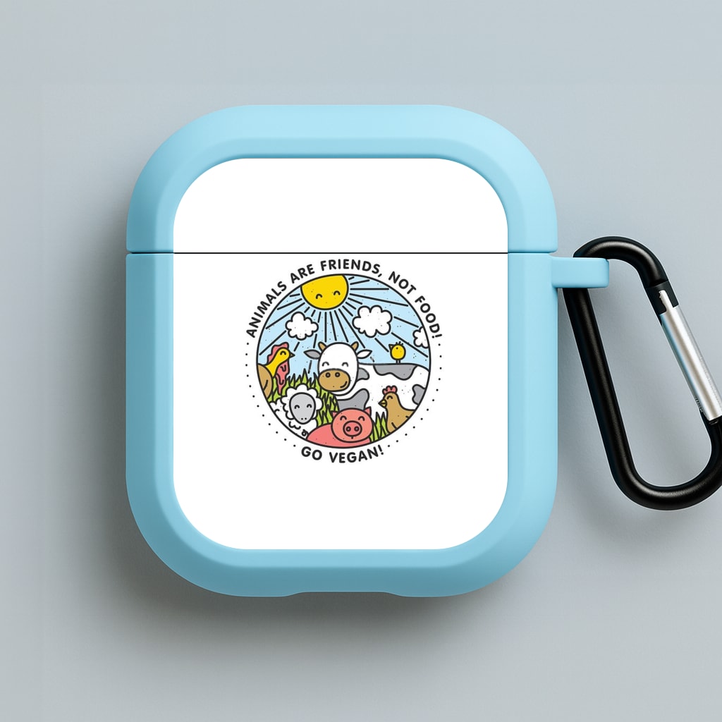 Animals Are Friends, Not Food - Vegan Blue AirPods Case