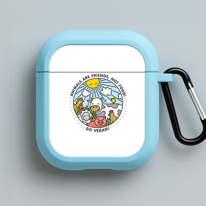 Animals Are Friends, Not Food - Vegan Blue AirPods Case