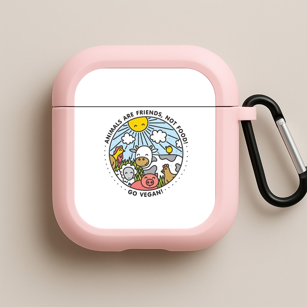 Animals Are Friends, Not Food - Vegan Pink AirPods Case