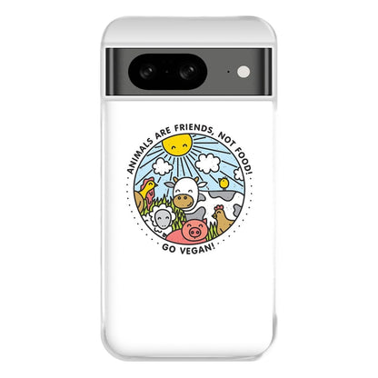 Animals Are Friends, Not Food - Vegan Phone Case for Google Pixel 8