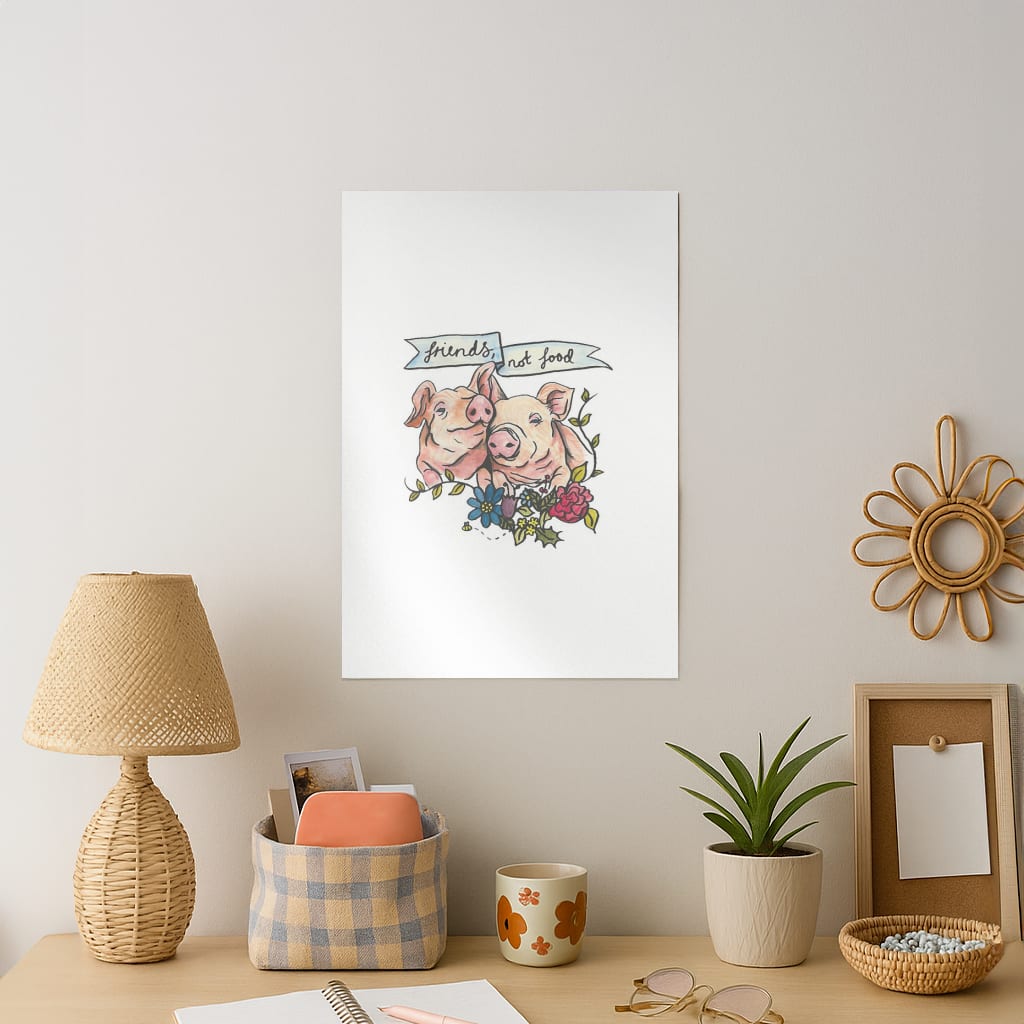 Friends Not Food - Vegan Art Print
