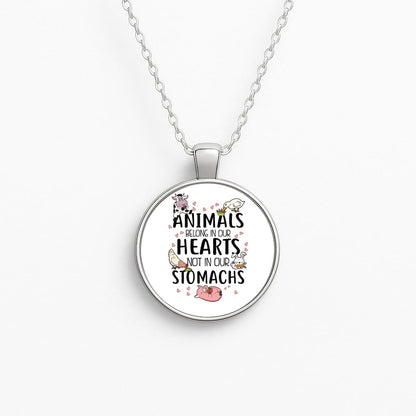 Animals Belong In Our Hearts - Vegan Circle Necklace