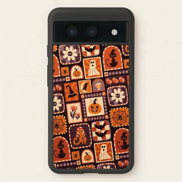 Vintage Halloween Patchwork Phone Case - Google Pixel 8a / Standard