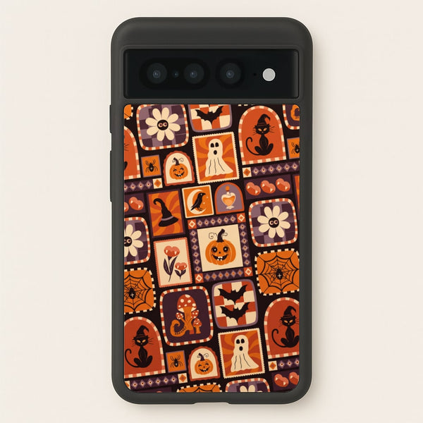 Vintage Halloween Patchwork Phone Case - Google Pixel 7 Pro / Standard