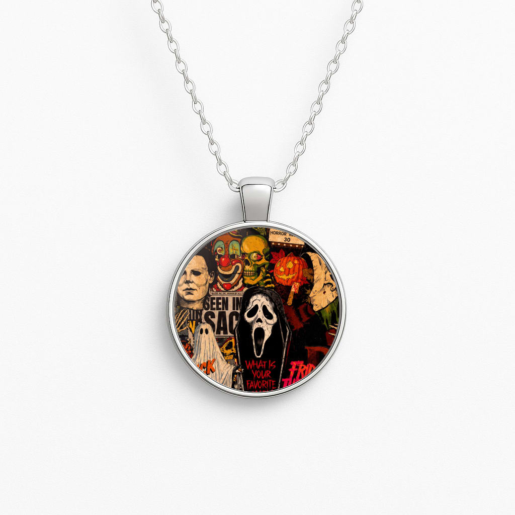 Horror Movie Sticker Collage Necklace