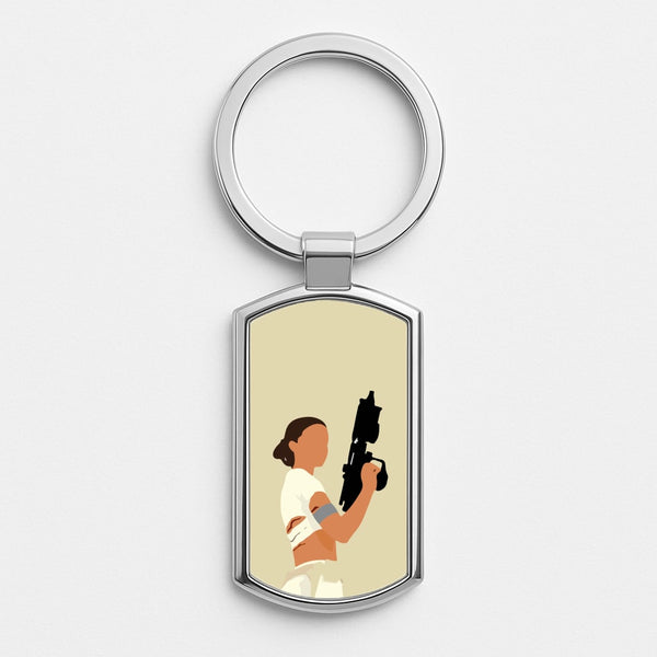 Leia With Gun Silver Keyring