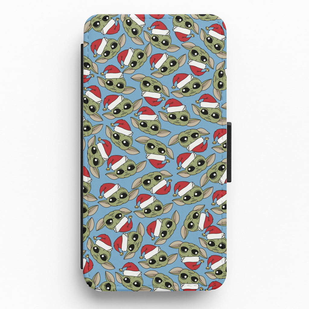 Baby Yoda Christmas Pattern Flip / Wallet Phone Case