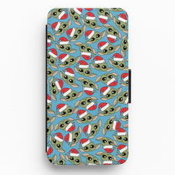 Baby Yoda Christmas Pattern Flip / Wallet Phone Case