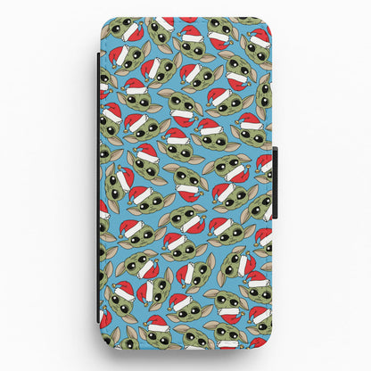 Baby Yoda Christmas Pattern Flip / Wallet Phone Case