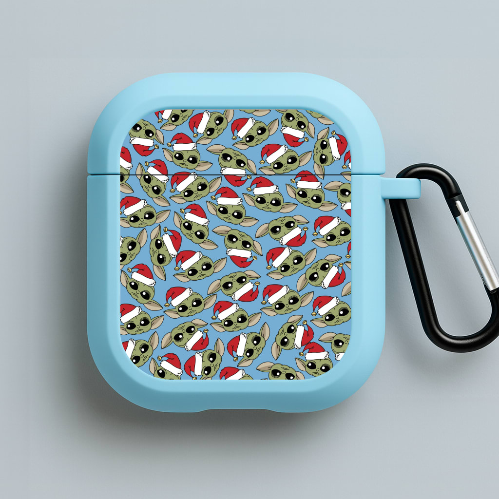 Baby Yoda Christmas Pattern Blue AirPods Case