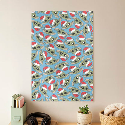Baby Yoda Christmas Pattern Poster