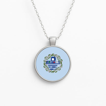 R2D2 Christmas Wreath Circle Necklace