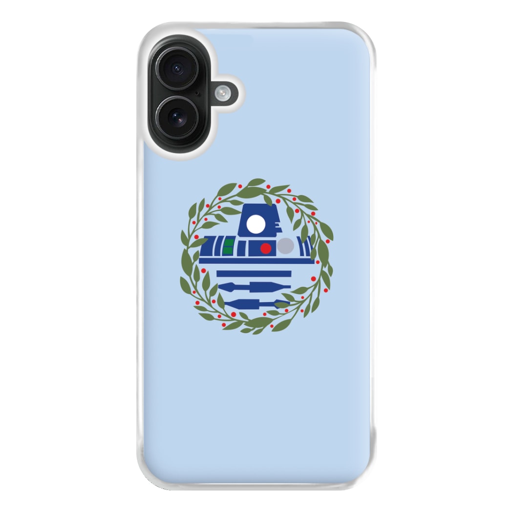 R2D2 Christmas Wreath Phone Case for iPhone 16 Plus