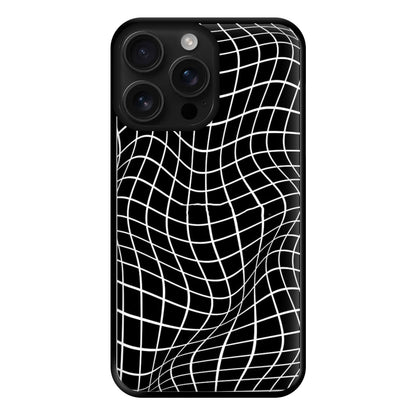 Black Wavy Grid Pattern Phone Case for iPhone 16 Pro Max