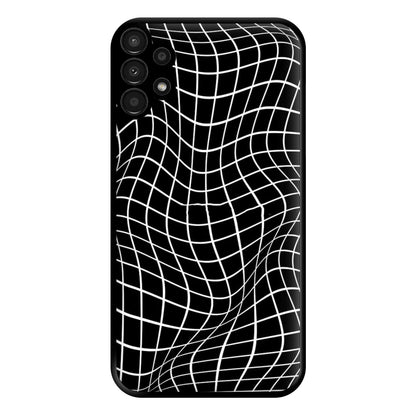 Black Wavy Grid Pattern Phone Case for Galaxy A13