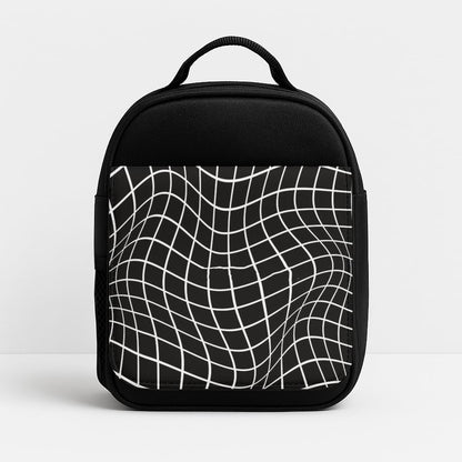 Black Wavy Grid Pattern Insulated Lunchbox