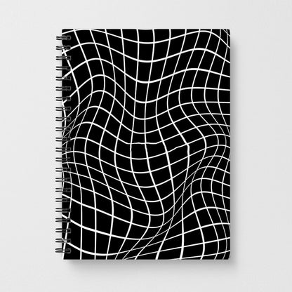 Black Wavy Grid Pattern Notebook - Fun Cases