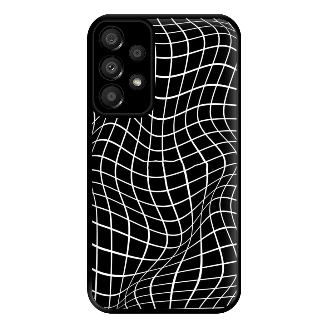 Black Wavy Grid Pattern Phone Case for Galaxy A33