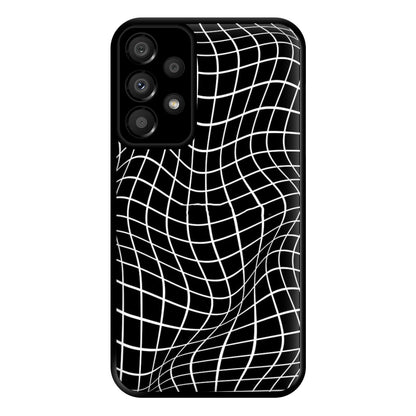 Black Wavy Grid Pattern Phone Case for Galaxy A33