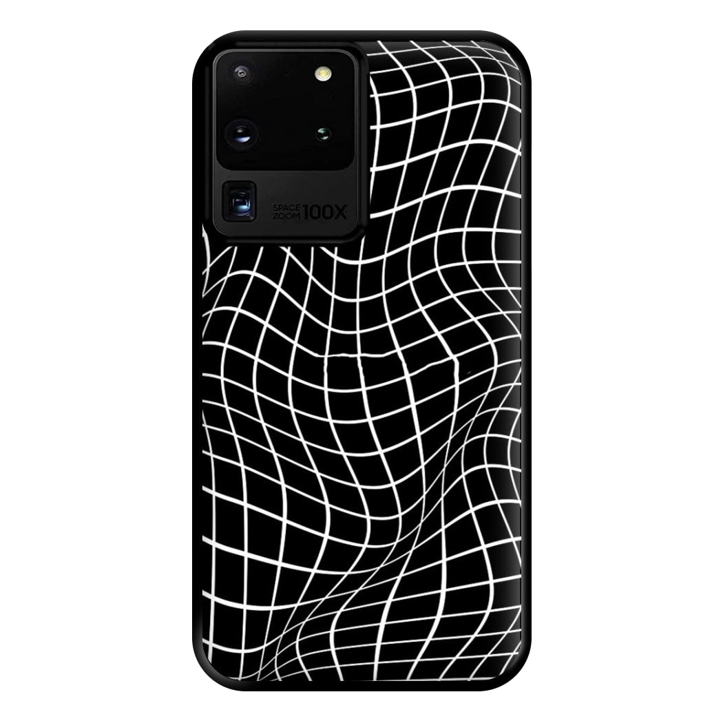 Black Wavy Grid Pattern Phone Case for Galaxy S20 Ultra