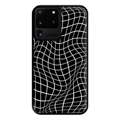 Black Wavy Grid Pattern Phone Case for Galaxy S20 Ultra