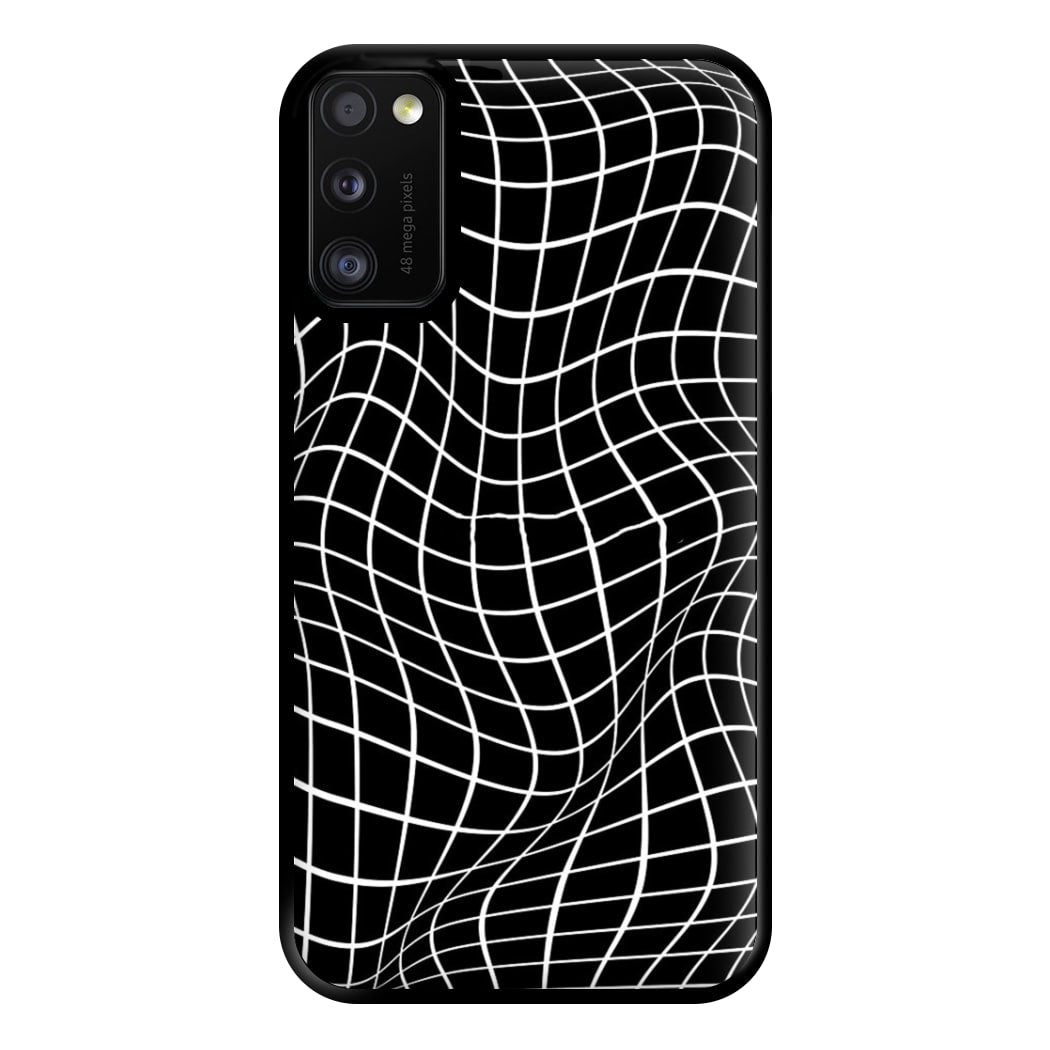 Black Wavy Grid Pattern Phone Case for Galaxy A41