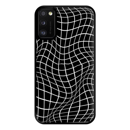 Black Wavy Grid Pattern Phone Case for Galaxy A41