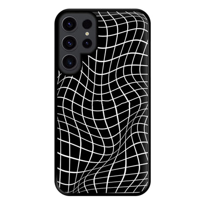 Black Wavy Grid Pattern Phone Case for Galaxy S23 Ultra