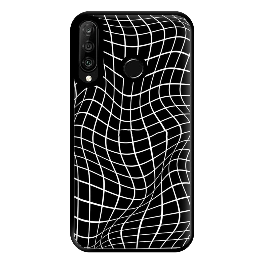 Black Wavy Grid Pattern Phone Case for Huawei P30 Lite