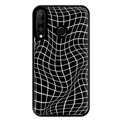 Black Wavy Grid Pattern Phone Case for Huawei P30 Lite