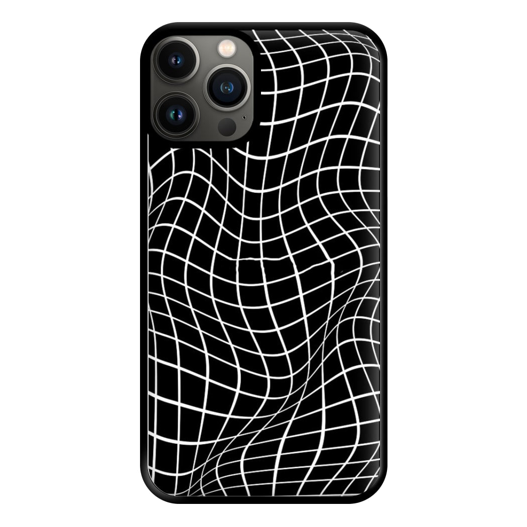 Black Wavy Grid Pattern Phone Case for iPhone 13 Pro Max