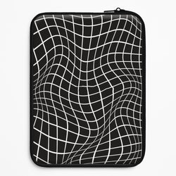 Black Wavy Grid Pattern Universal Laptop Sleeve
