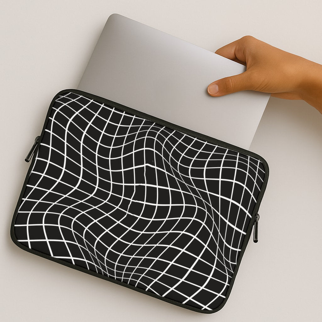Black Wavy Grid Pattern MacBook Case